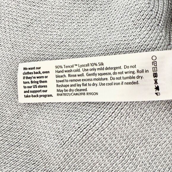 EILEEN FISHER Tencel Lyocell Silk Cowl Neck Cozy Knit Asymmetric Sweater Small - Picture 4 of 5